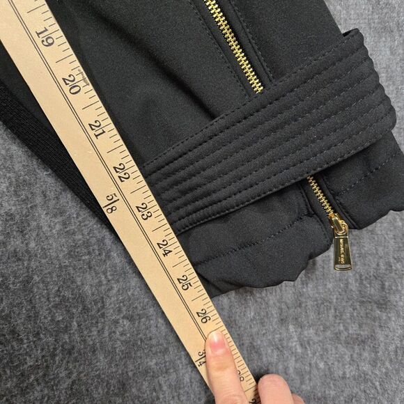 MICHAEL KORS Black Asymmetrical Zip Coat Belted Size 3X Faux Fur Lined - Picture 8 of 10